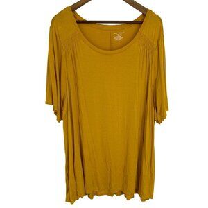 Lane Bryant Ruched-Shoulder Round Neck Swing Tee Size 26/28